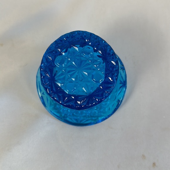 Vtg Fenton Glass Aqua Blue Fancy Cut Glass Top Hat Toothpick/Votive/Matches - Picture 6 of 13